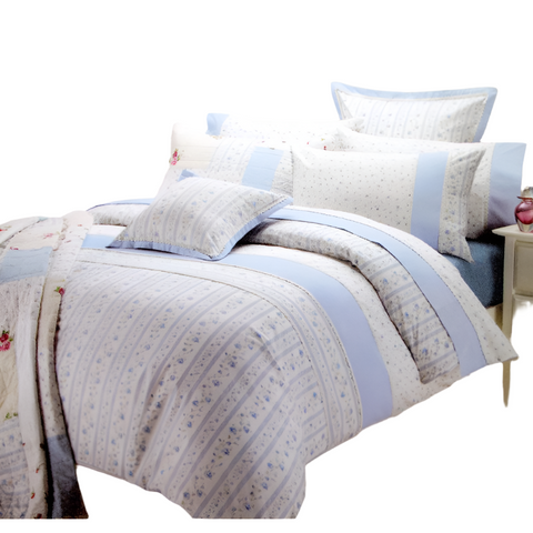 Belmondo 225Tc Ashby Rose Blue Quilt Cover Set King Quilt Covers