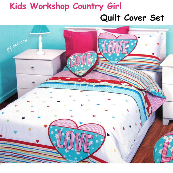 Kids Workshop Country Girl Quilt Cover Set Single Quilt Covers