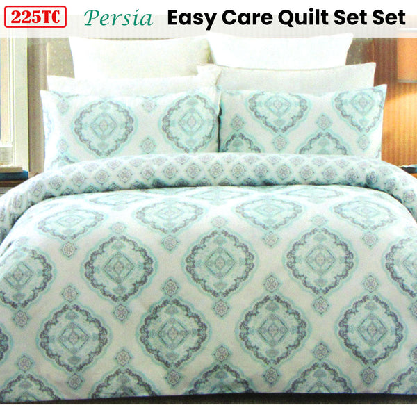 225Tc Persia Cotton Rich Easy Care Quilt Cover Set Queen Quilt Covers