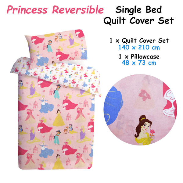 Caprice Disney Princess Reversible Licensed Quilt Cover Set Single Quilt Covers