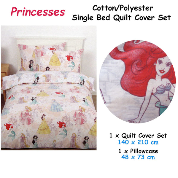 Caprice Disney Princesses Pink Licensed Quilt Cover Set Single Quilt Covers