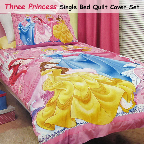 Caprice Disney Three Princesses Licensed Quilt Cover Set Single Quilt Covers