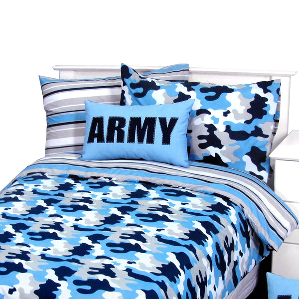 Army Camouflage Blue Quilt Cover Set Single Quilt Covers