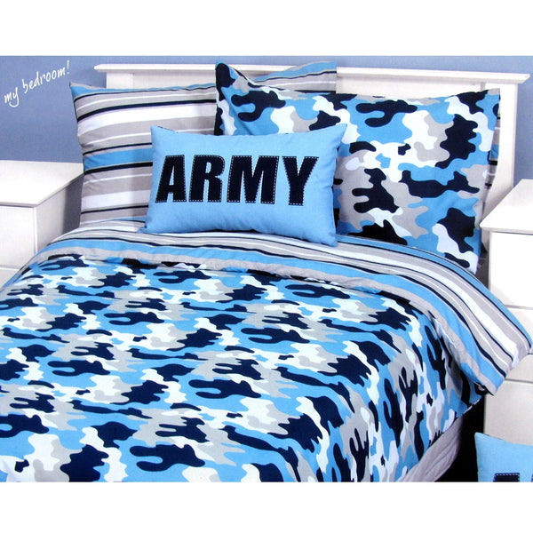 Army Camouflage Blue Quilt Cover Set Single Quilt Covers