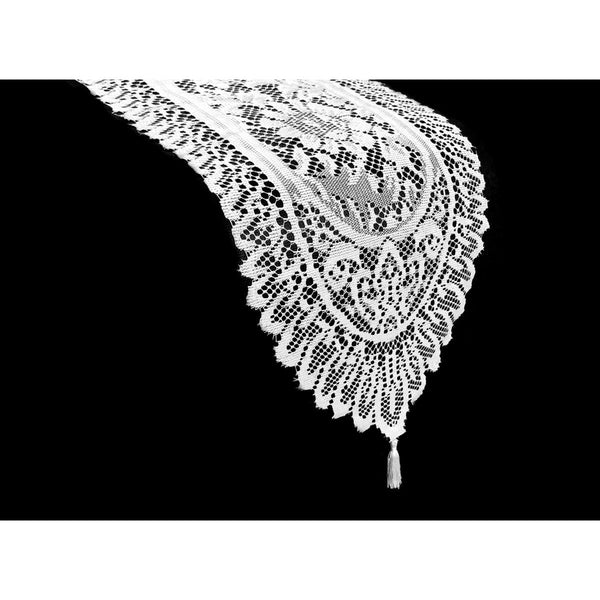 Logan White Lace Table Runner With Tassle 33 X 180 Cm Table Runners