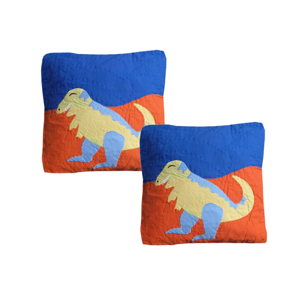Pack Of 2 Dinosaur Embroidered Quilted Cushion Covers 43 X Cm Cushions & Decorative Pillows