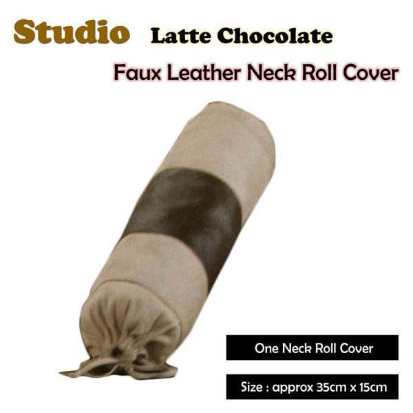 Studio Latte Chocolate Faux Leather Neckroll Cover Cushions & Decorative Pillows