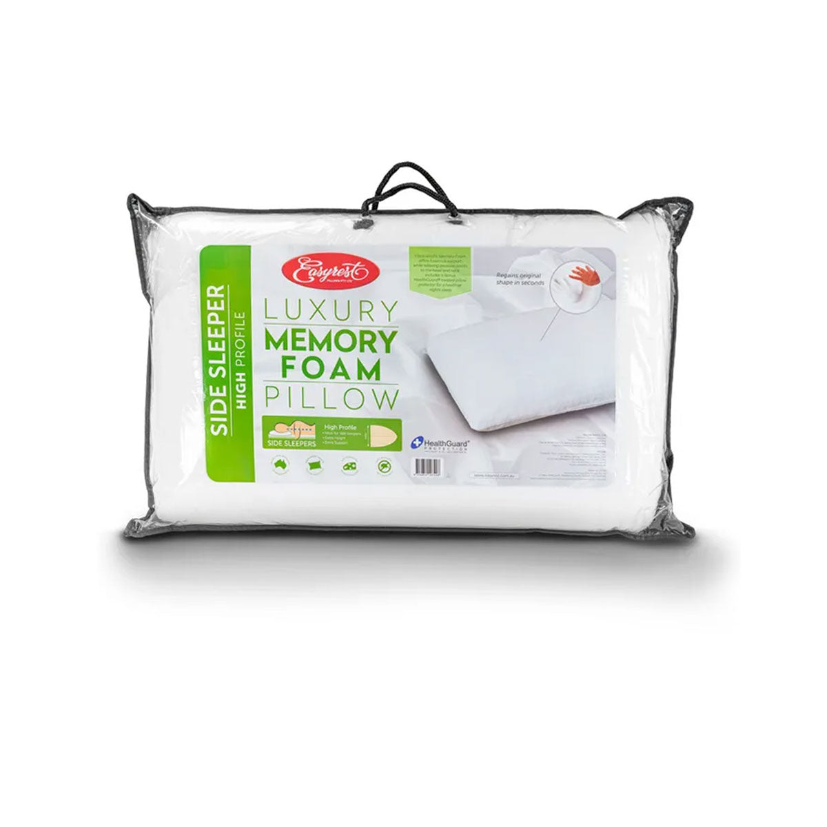 Easyrest Side Sleeper High Profile Luxury Memory Foam Pillow 65 X 40 + 12Cm Bonus Removable Cover Pillows