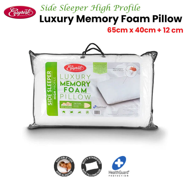 Easyrest Side Sleeper High Profile Luxury Memory Foam Pillow 65 X 40 + 12Cm Bonus Removable Cover Pillows