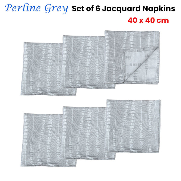 Set Of 6 Perline Grey 40Cm X Napkins