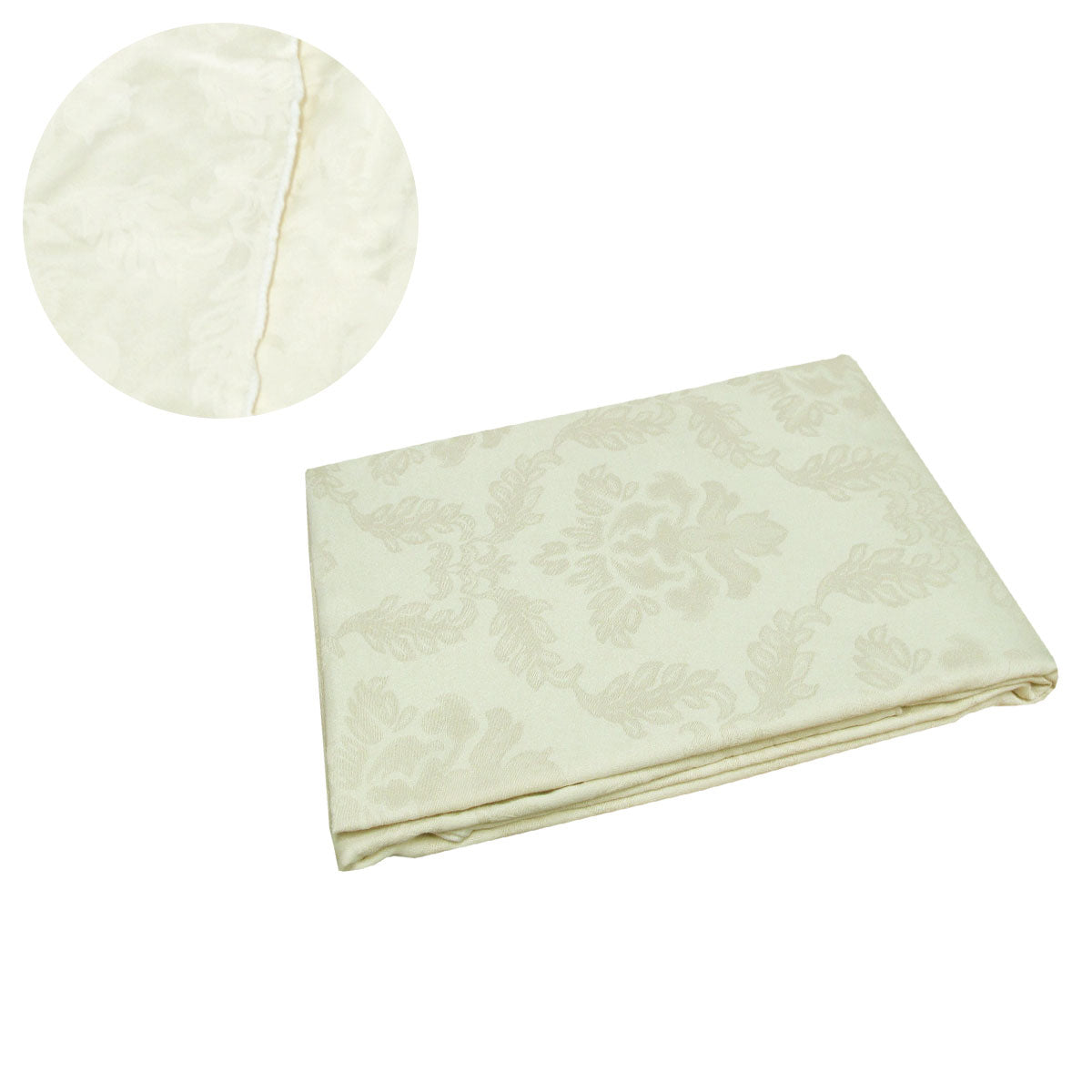 Damask Polyester Tablecloth 180Cm Round Elisabetta Cream Table Cloths