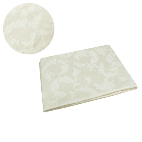 Damask Polyester Tablecloth 180Cm Round Small Leaf Cream Table Cloths