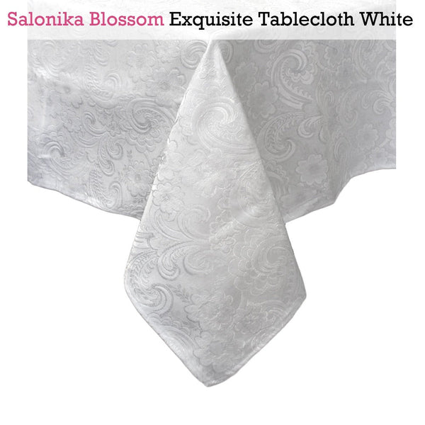 Salonika Blossom Tablecloth White 160 X 220 Cm Table Cloths