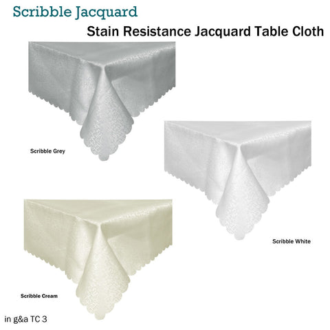 Jacquard Table Cloth Scribble Grey 150 X 270 Cm