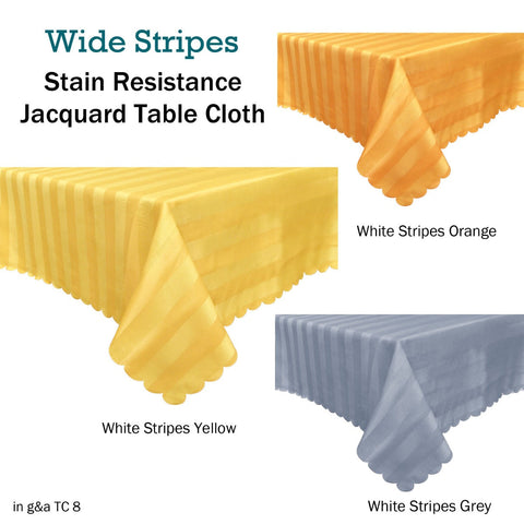Jacquard Table Cloth Wide Stripes Orange 135 X 180 Cm