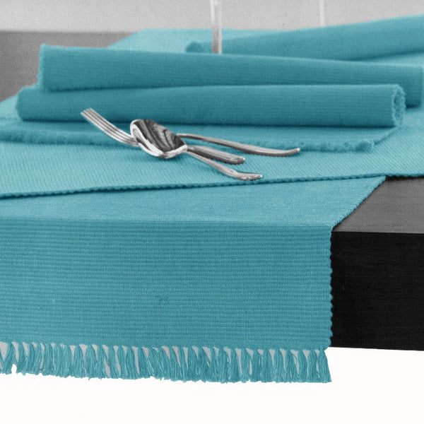 Hoydu Cotton Ribbed Table Runner 45Cm X 150Cm Aqua Table Runners