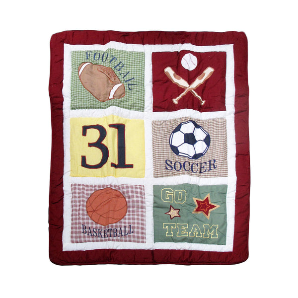Sports Embroidered Nursery Blanket/Coverlet 91 X 114 Cm Blankets & Throws