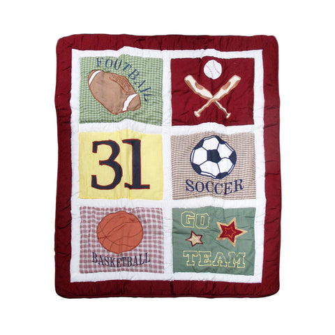 Sports Embroidered Nursery Blanket/Coverlet 91 X 114 Cm Blankets & Throws
