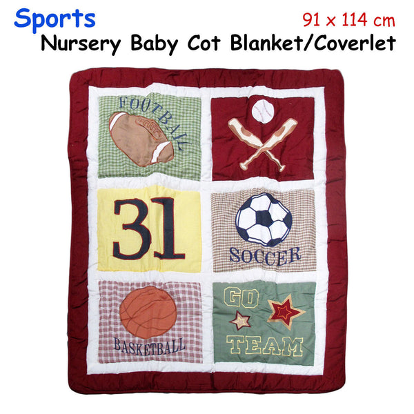 Sports Embroidered Nursery Blanket/Coverlet 91 X 114 Cm Blankets & Throws