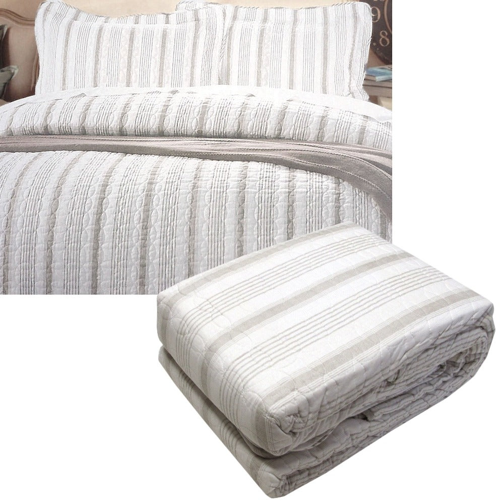 Brighton Road Regatta Stone Quilted Cover Set Queen Quilt Covers
