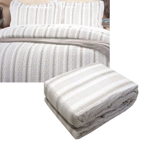Brighton Road Regatta Stone Quilted Cover Set Queen Quilt Covers