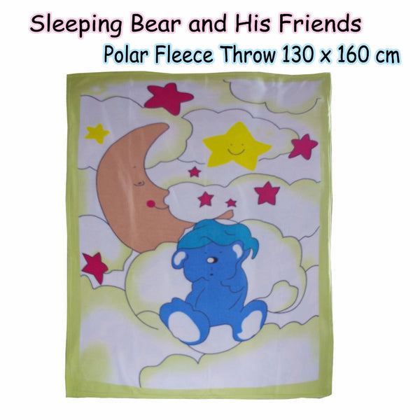 Sleeping Bear And His Friends Polar Fleece Throw Blankets