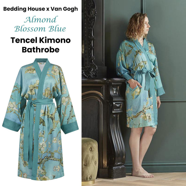 Bedding House Van Gogh Almond Blossom Blue Kimono Bath Robe Large/Extra