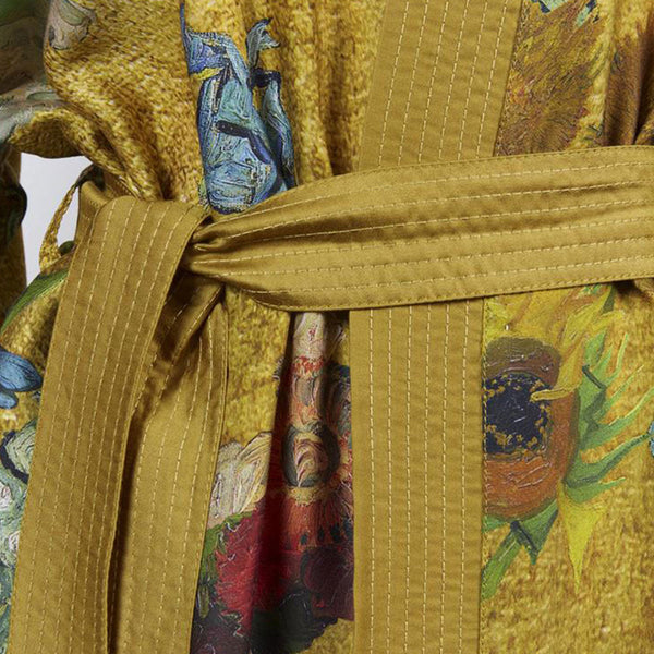 House Van Gogh Partout Des Fleurs Gold Kimono Bath Robe Sleepwear & Robes