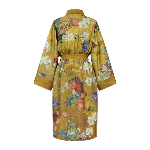 House Van Gogh Partout Des Fleurs Gold Kimono Bath Robe Sleepwear & Robes