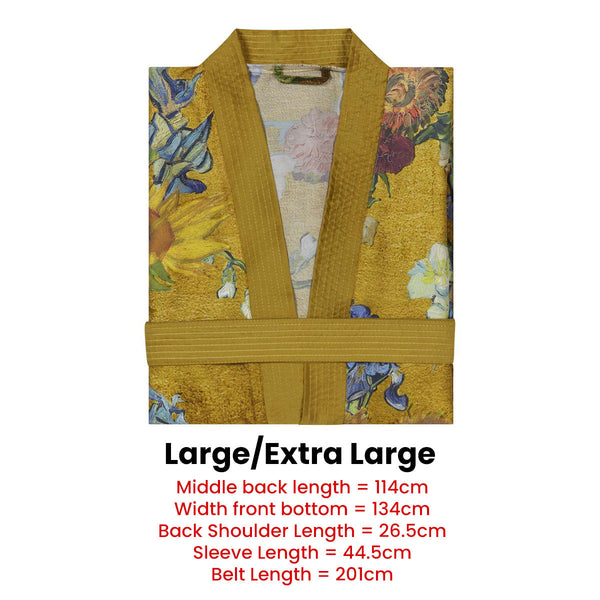 House Van Gogh Partout Des Fleurs Gold Kimono Bath Robe Sleepwear & Robes