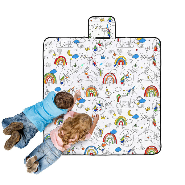 Happy Kids Dream Big Colour Me In Picnic Blanket 125 X Cm Picnic Accessories
