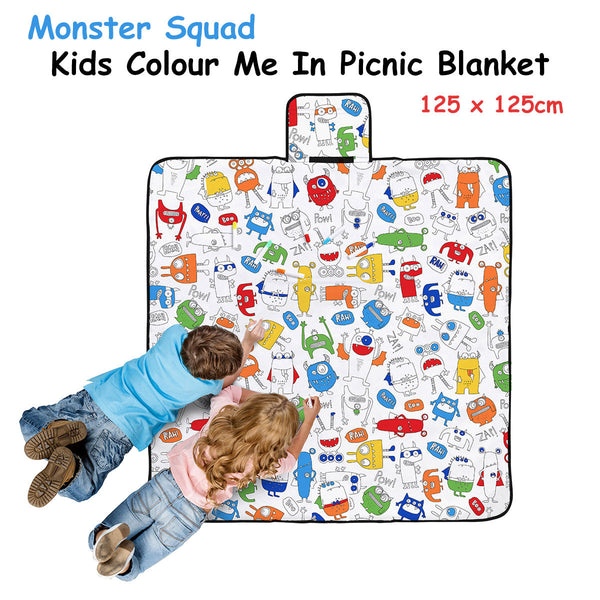 Happy Kids Monster Squad Colour Me In Picnic Blanket 125 X Cm