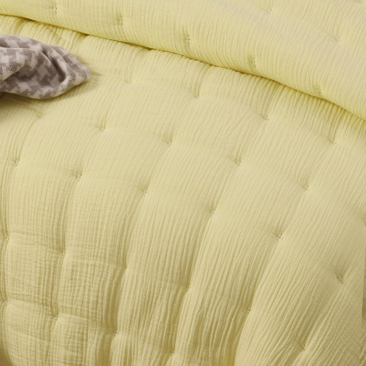 Design Homewares 3 Piece Hugo Cotton Gauze Quilted Comforter Set Butter Blankets