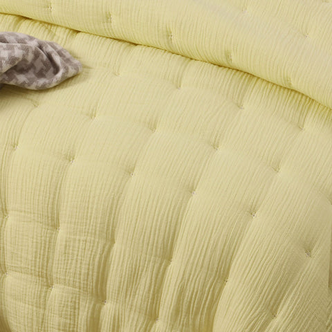 Design Homewares 3 Piece Hugo Cotton Gauze Quilted Comforter Set Butter Blankets
