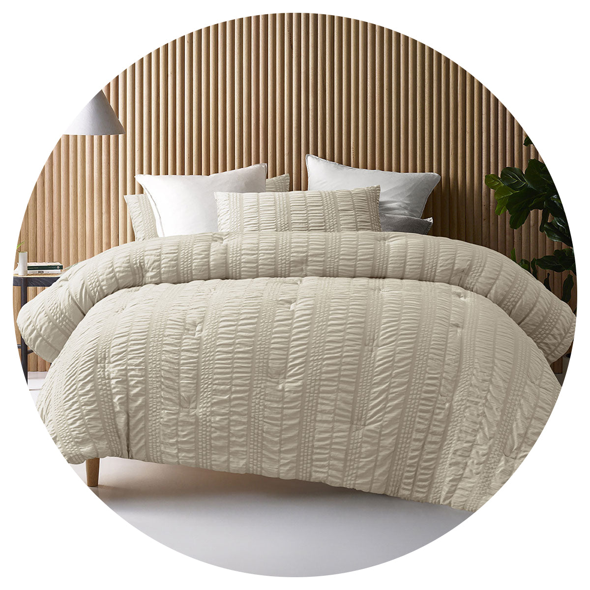 Accessorize Seersucker Natural King Comforter Set 3 Piece King Comforter Sets