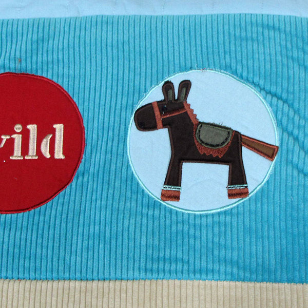Happy Kids Wild West Blue Embroidered Comforter With Bonus Cushion