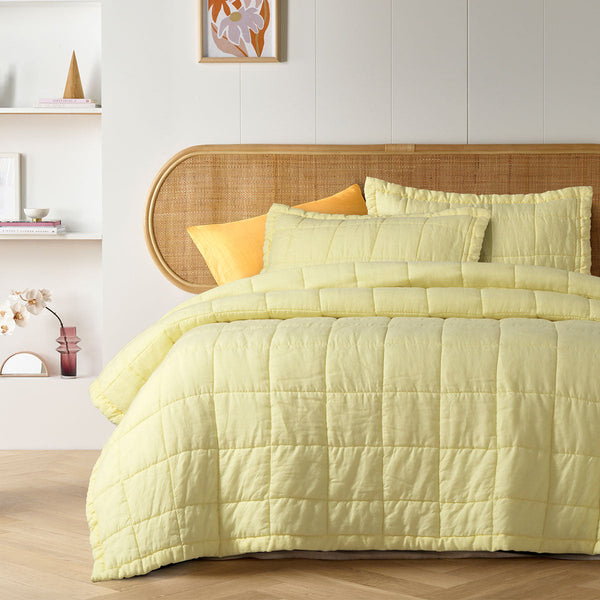 Design Homewares Butter French Linen Coverlet Set Blankets