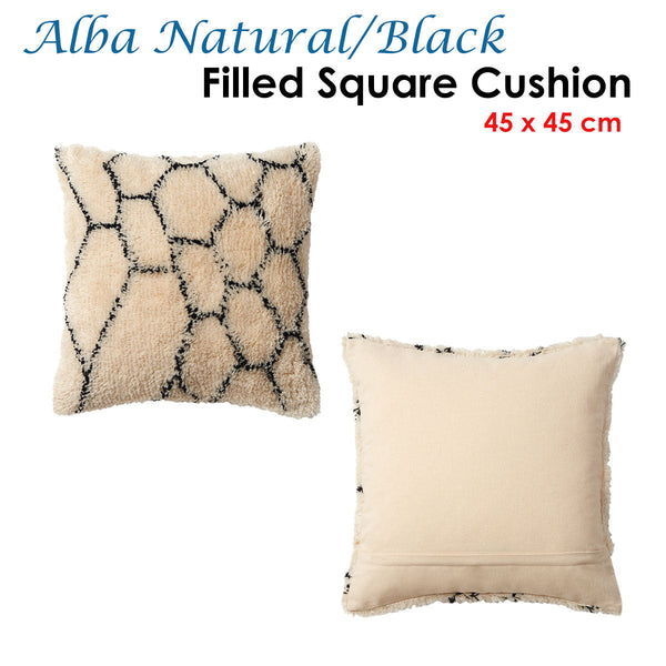 Accessorize Alba Natural Black Filled Square Cushion Cushions & Decorative Pillows