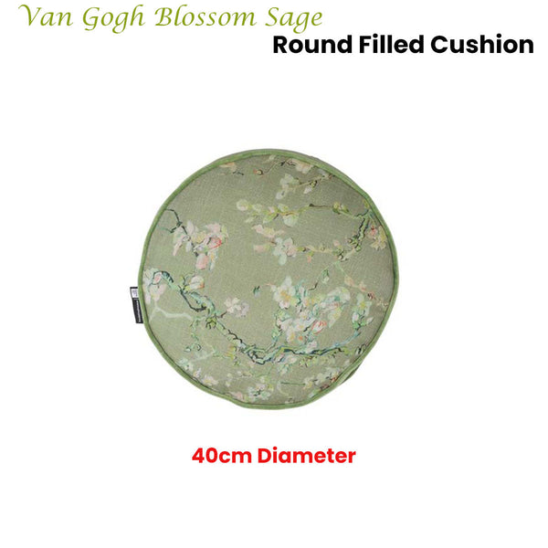 Bedding House Van Gogh Blossom Sage Round Filled Cushion 40Cm Diameter
