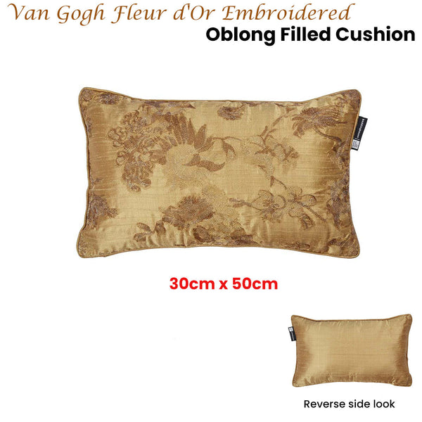 House Van Gogh Fleur D'or Embroidered Oblong Filled Cushion 30Cm X 50Cm Cushions & Decorative Pillows