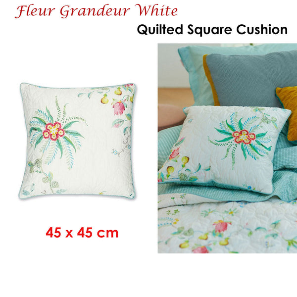Pip Studio Fleur Grandeur White Quilted Square Cushion Cushions & Decorative Pillows