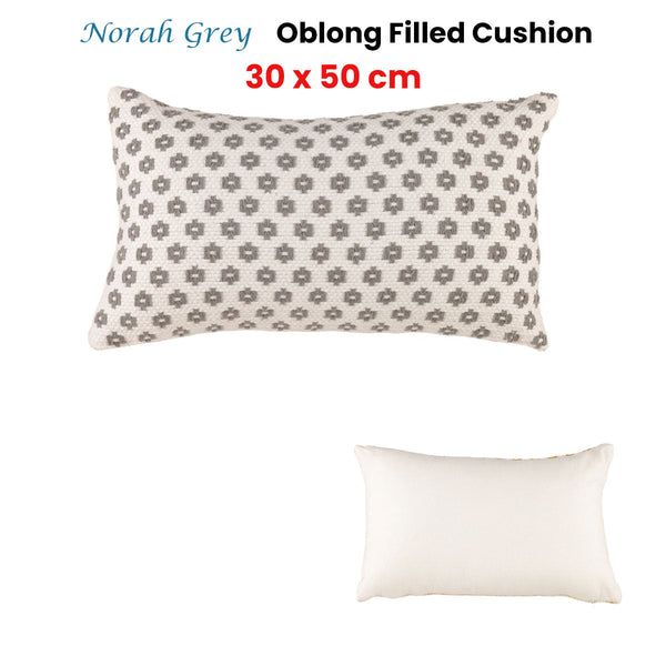 Accessorize Norah Grey Rectangular Filled Cushion 30Cm X 50Cm Cushions & Decorative Pillows