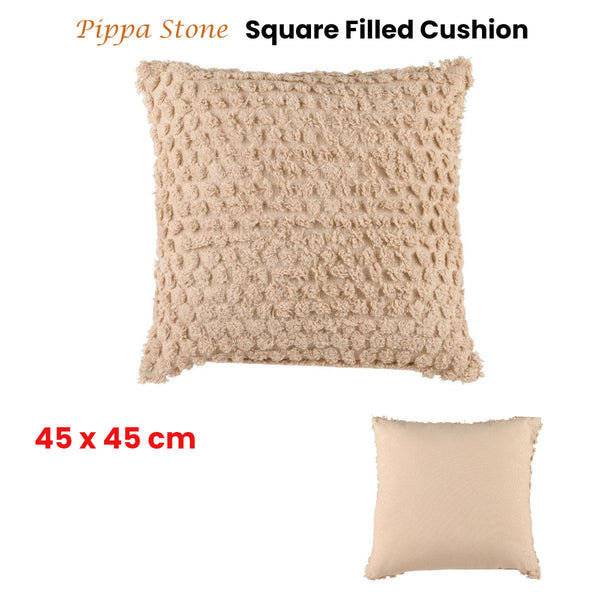 Accessorize Pippa Stone Square Filled Cushion 45Cm X Cushions & Decorative Pillows