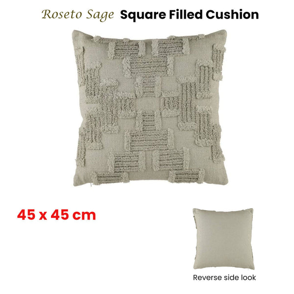 Accessorize Roseto Sage Square Filled Cushion 45Cm X