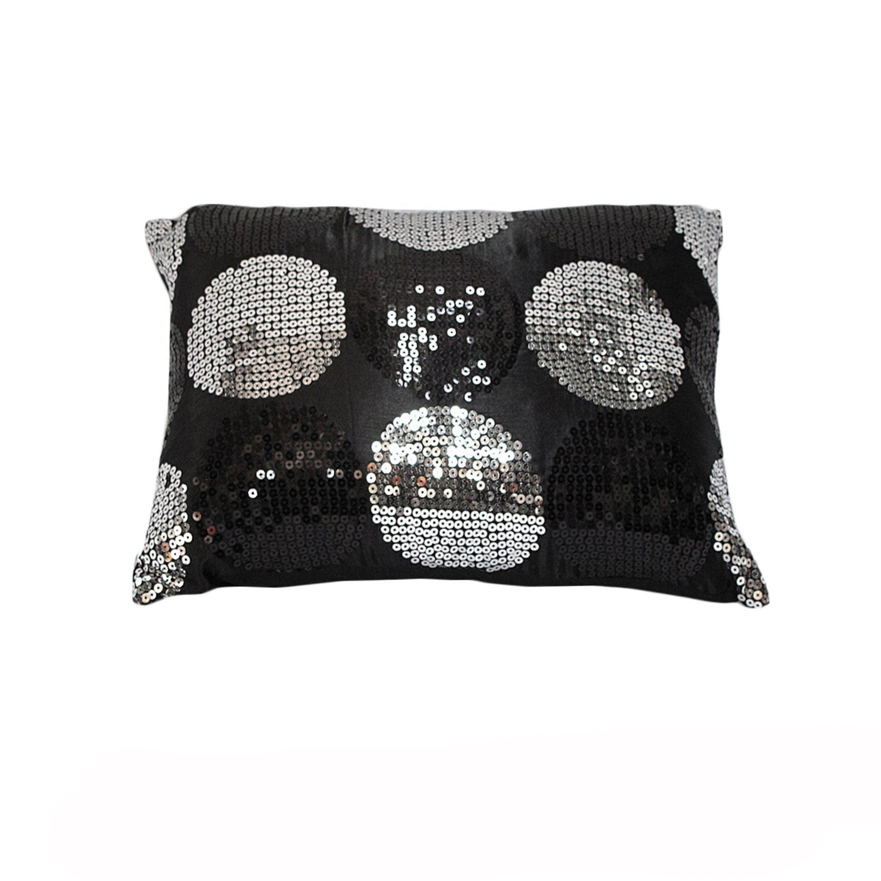 Sequined Black Silver Breakfast Filled Cushion Cushions & Decorative Pillows