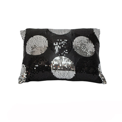 Sequined Black Silver Breakfast Filled Cushion Cushions & Decorative Pillows