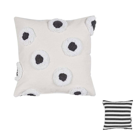 Vtwonen Stripe And Eye Natural Square Filled Cushion 50Cm X Cushions & Decorative Pillows