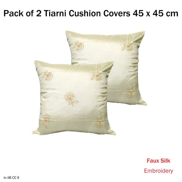 Accessorize Set Of 2 Tiarni Embroidery Faux Silk Square Cushion Covers