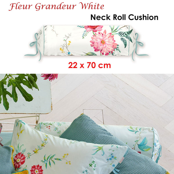 Pip Studio Fleur Grandeur White Neck Roll Cushion