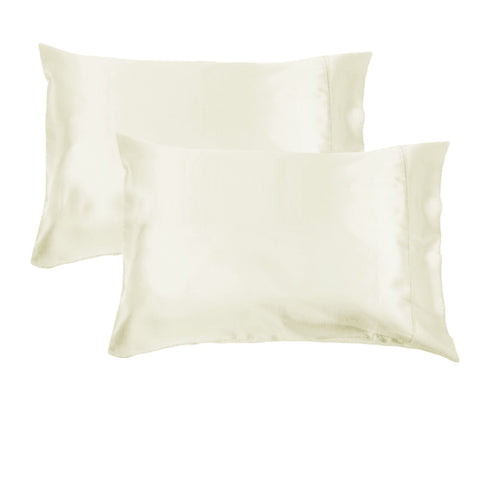 Accessorize 300Tc Deluxe Essentials Satin Standard Pillowcases Stone (Ivory)